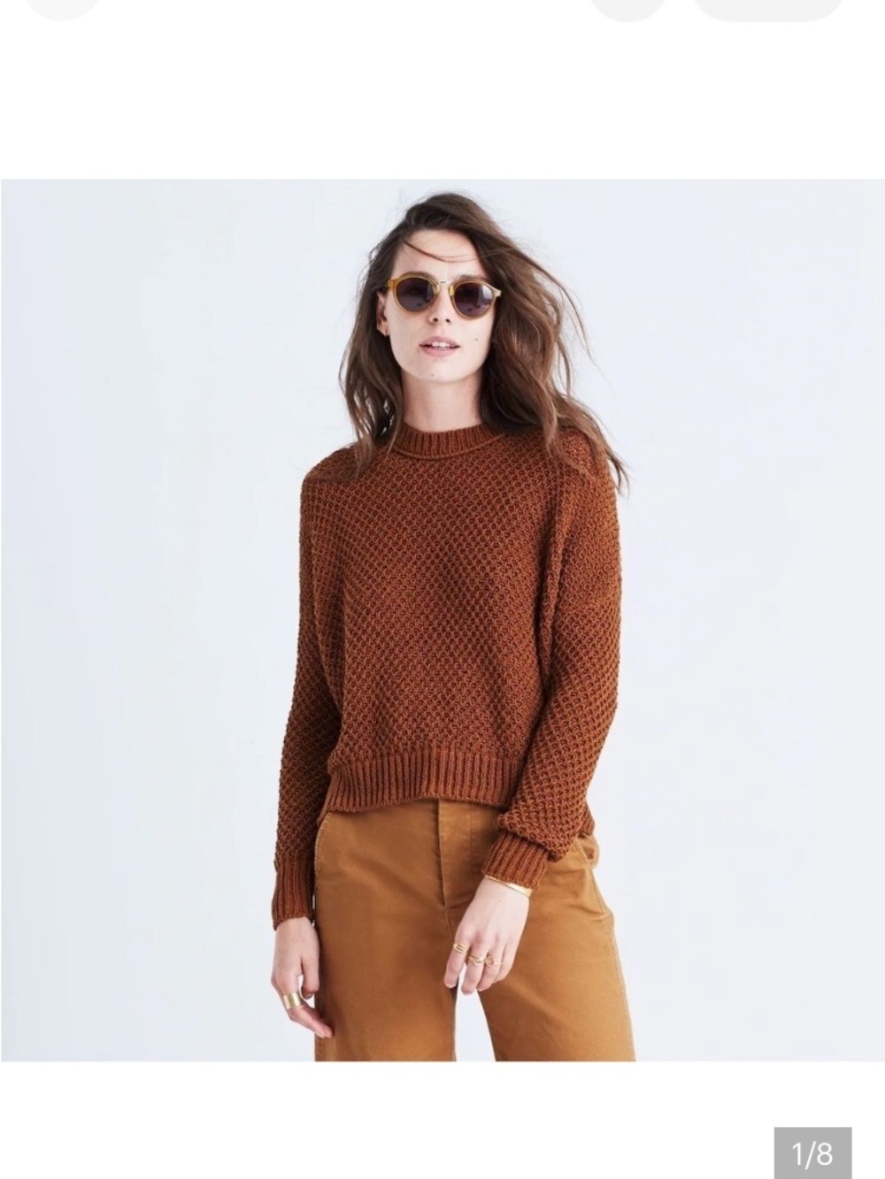 Madewell Women's Brown Textured Crewneck Sweater